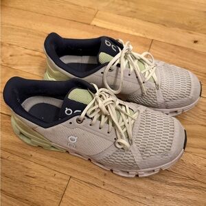 On Running Sneakers in Dark Navy and Light Gray with White Details